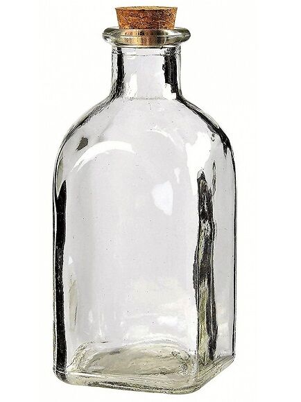 Pack 24 Botellas Cristal Cuadrada Natural c/tapón Corcho 500ml / Medidas  26×6,5×6,5cm