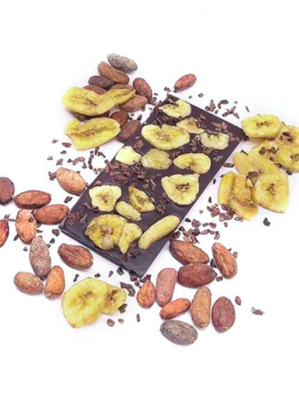 TABLETA ARTESANA DE CHOCOLATE 72% CON BANANA CHIPS Y NIBS 90 GR 1 UD (TORRENTE) RAFAEL ANDREU